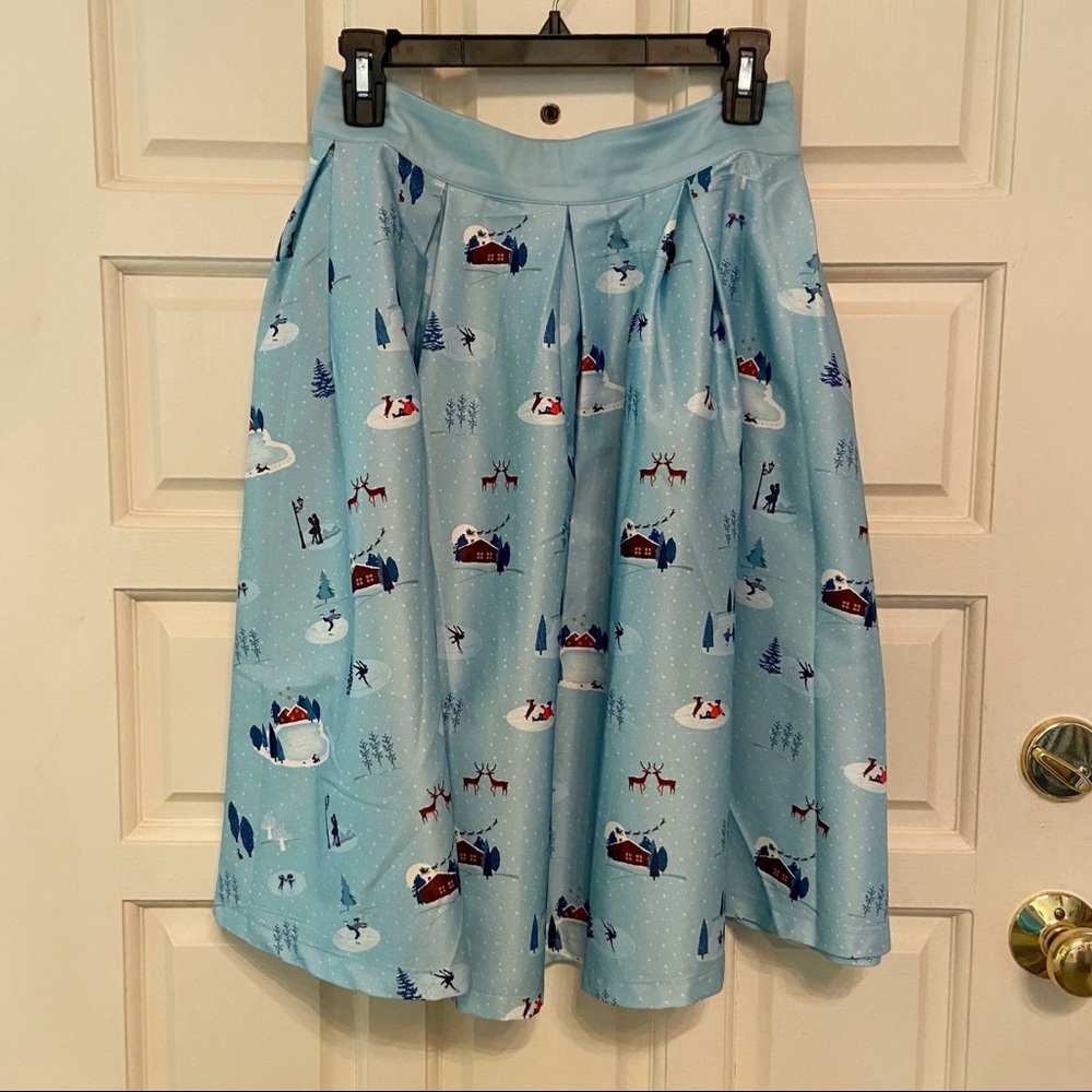 Lindy Bop Christmas Snow Retro skirt 18 Pockets!
